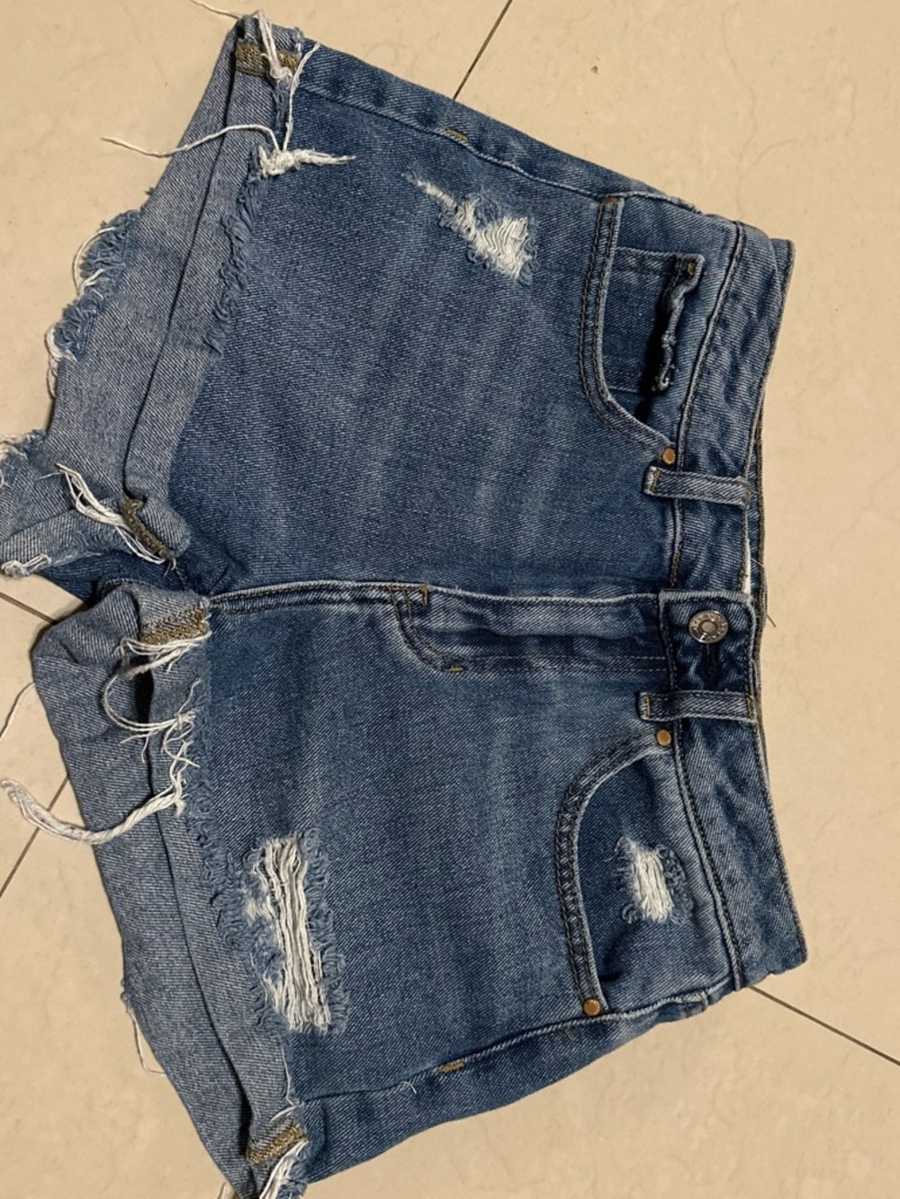 PacSun Women's Distressed Blue Denim Shorts